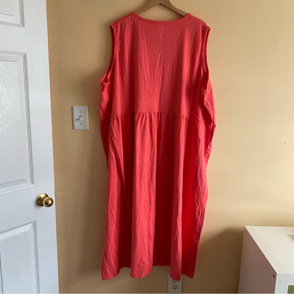 Ulla Popken Coral Cotton Sleeveless Midi Dress Plus Size 28/30 Casual - Picture 3 of 13